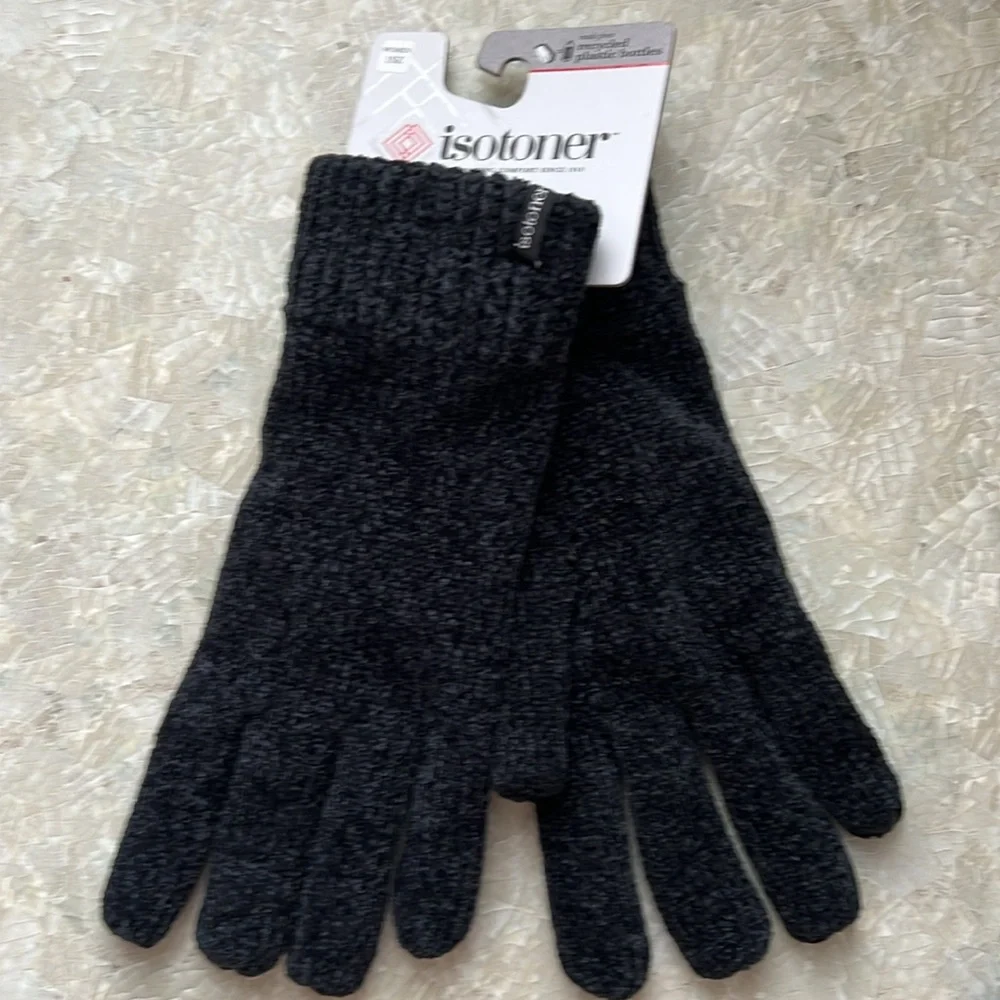 Isotoner Black Knit Hat and Gloves Set - Picture 6 of 6